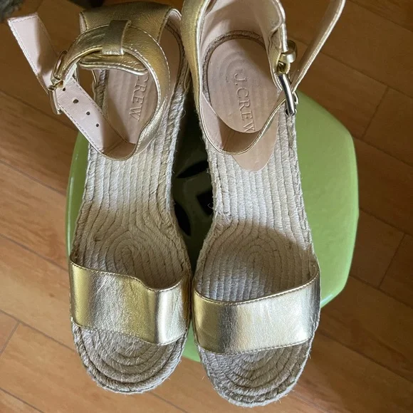 J.crew Marina metallic gold espadrille wedge sandals - Picture 7 of 8